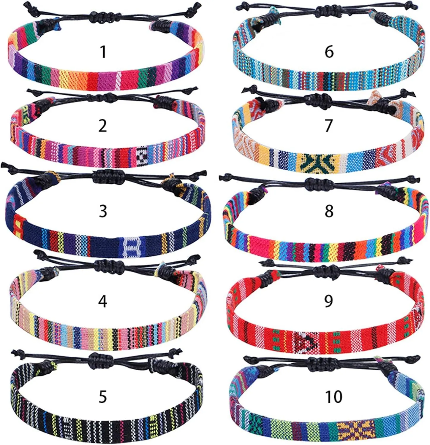 Boho Style Bracelets for Women,Colorful Woven Rope Bohemia Bracelet Handmade Adjustable Beach Bracelet Simple Friendship Gift