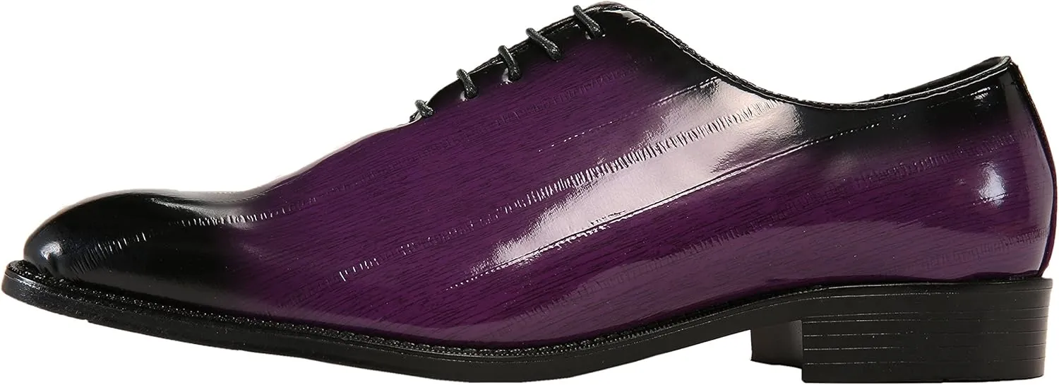 Bolano Brayden - Men's Dress Shoes - Exotic EEL Skin Print, Oxford Lace-Ups, Black Burnished Toe - Exotic Formal Shoes for Men - Original, Designer Shoes