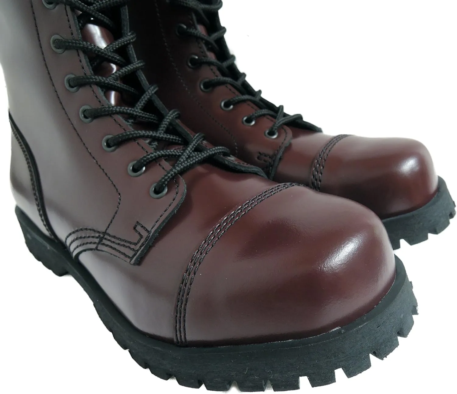 Boots & Braces England Mens 14 Eye Oxblood Steel Toe Rangers