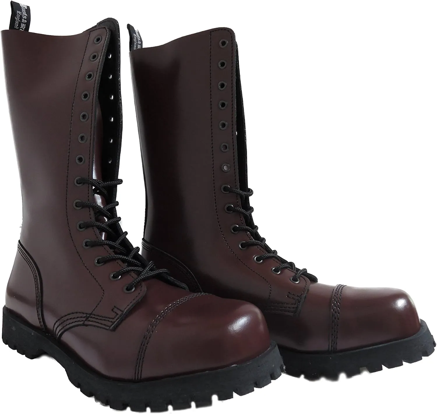 Boots & Braces England Mens 14 Eye Oxblood Steel Toe Rangers