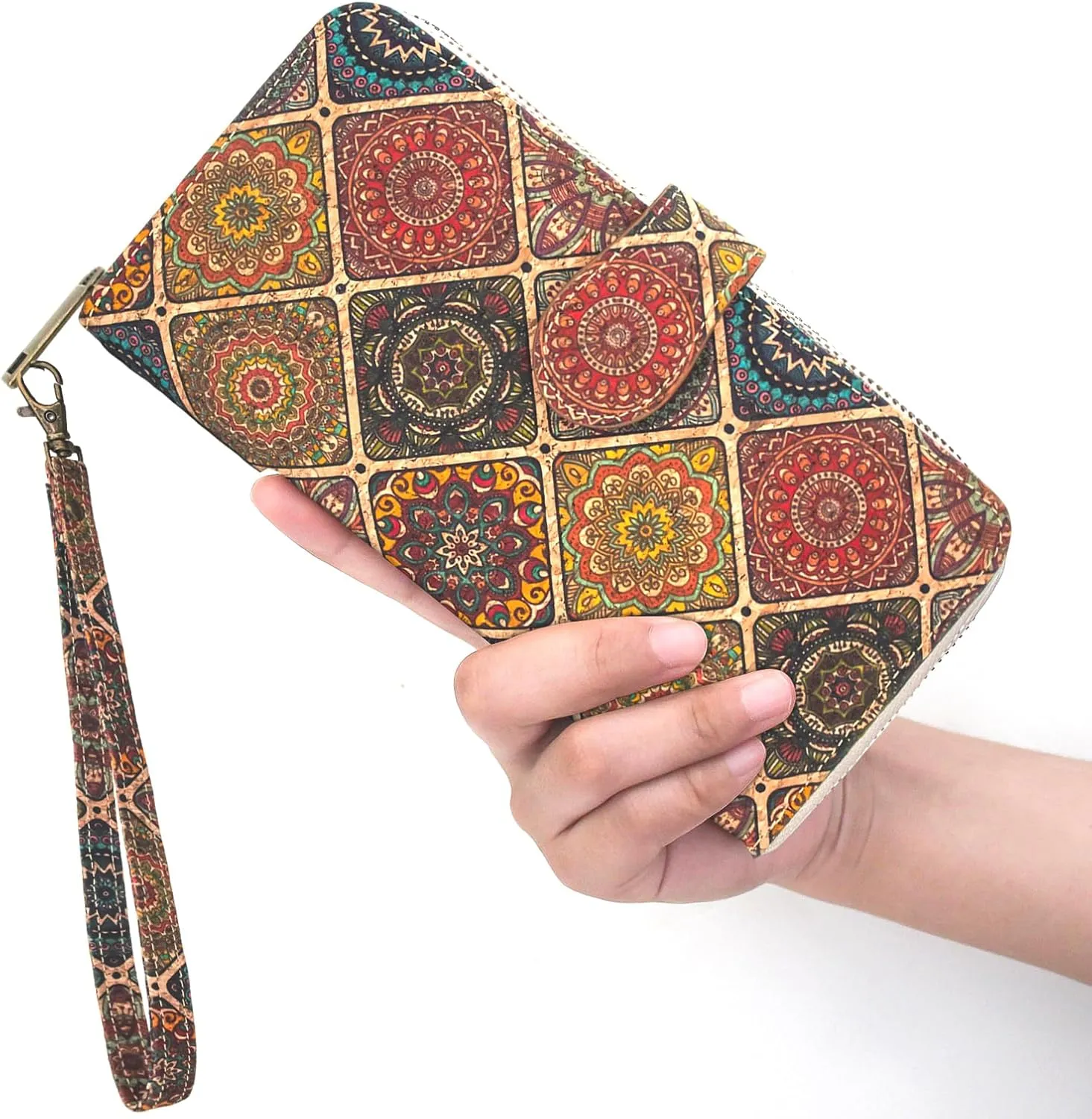 boshiho Vegan Cork Wallet, Womens Purse Slim Zipper Design with Card Holder Coin Pocket Purse Eco-friendly Vegan Gift