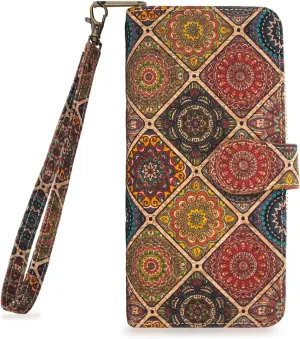 boshiho Vegan Cork Wallet, Womens Purse Slim Zipper Design with Card Holder Coin Pocket Purse Eco-friendly Vegan Gift