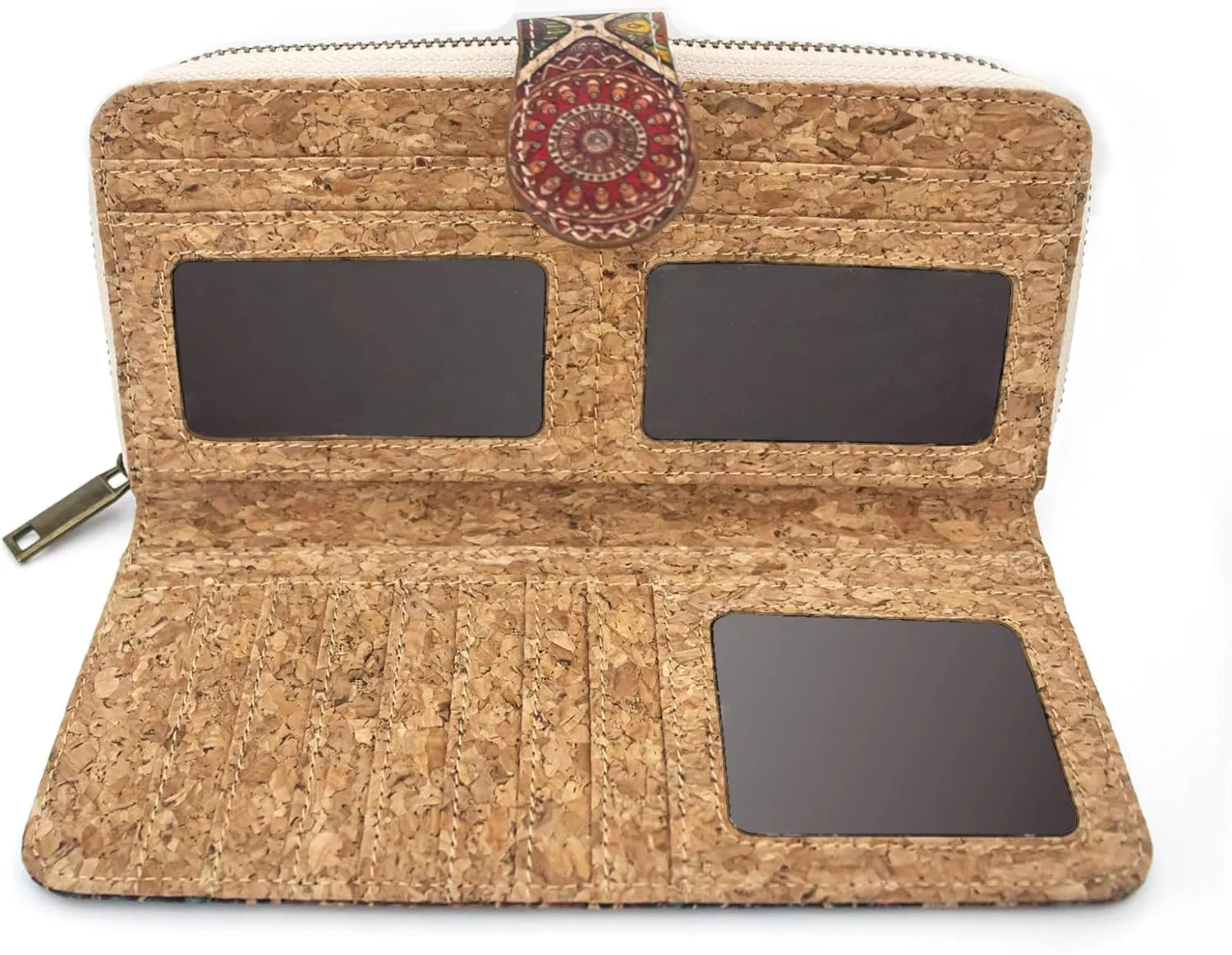 boshiho Vegan Cork Wallet, Womens Purse Slim Zipper Design with Card Holder Coin Pocket Purse Eco-friendly Vegan Gift