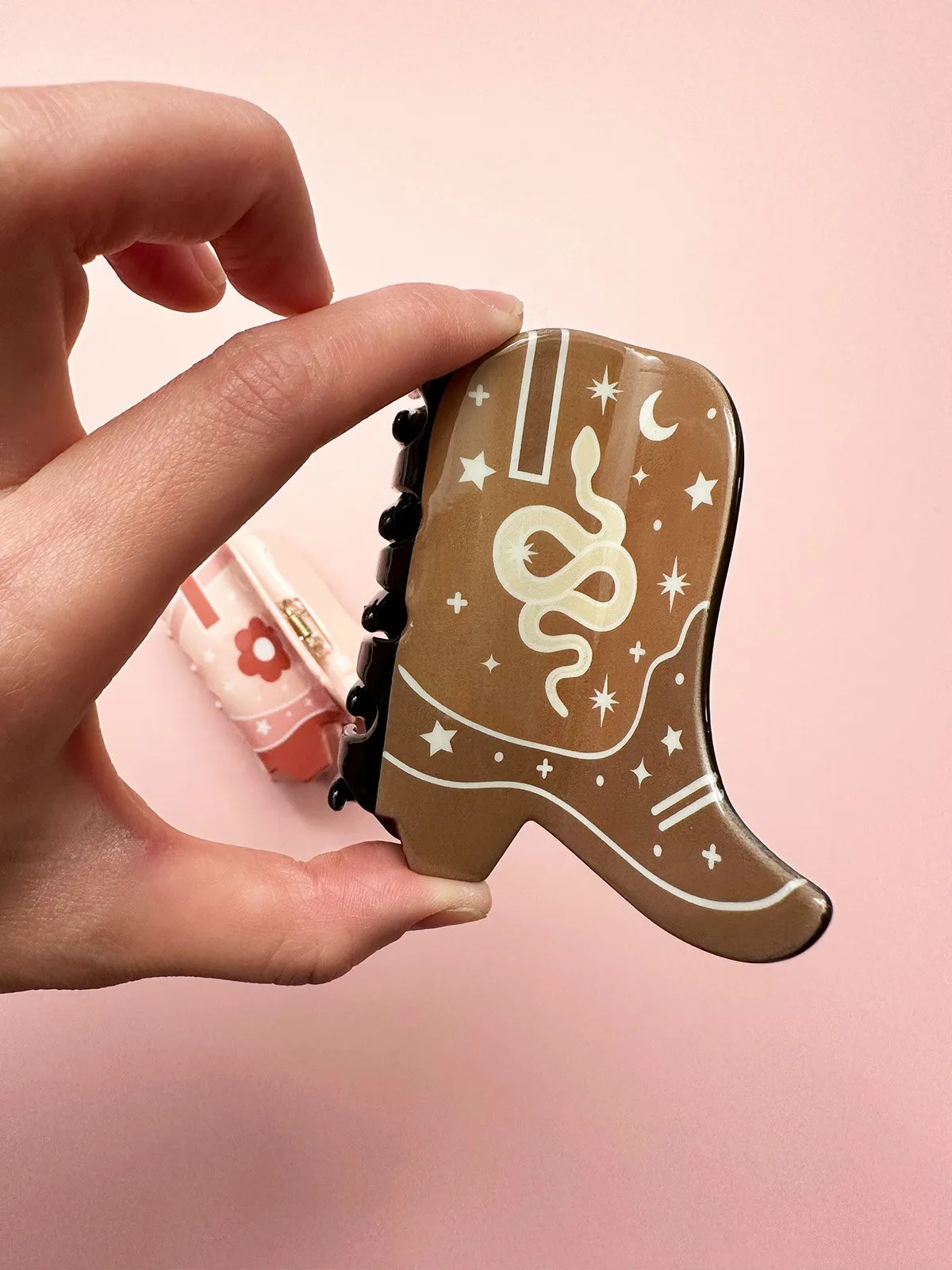 Brown Snake Cowgirl Boot Hair Claw
