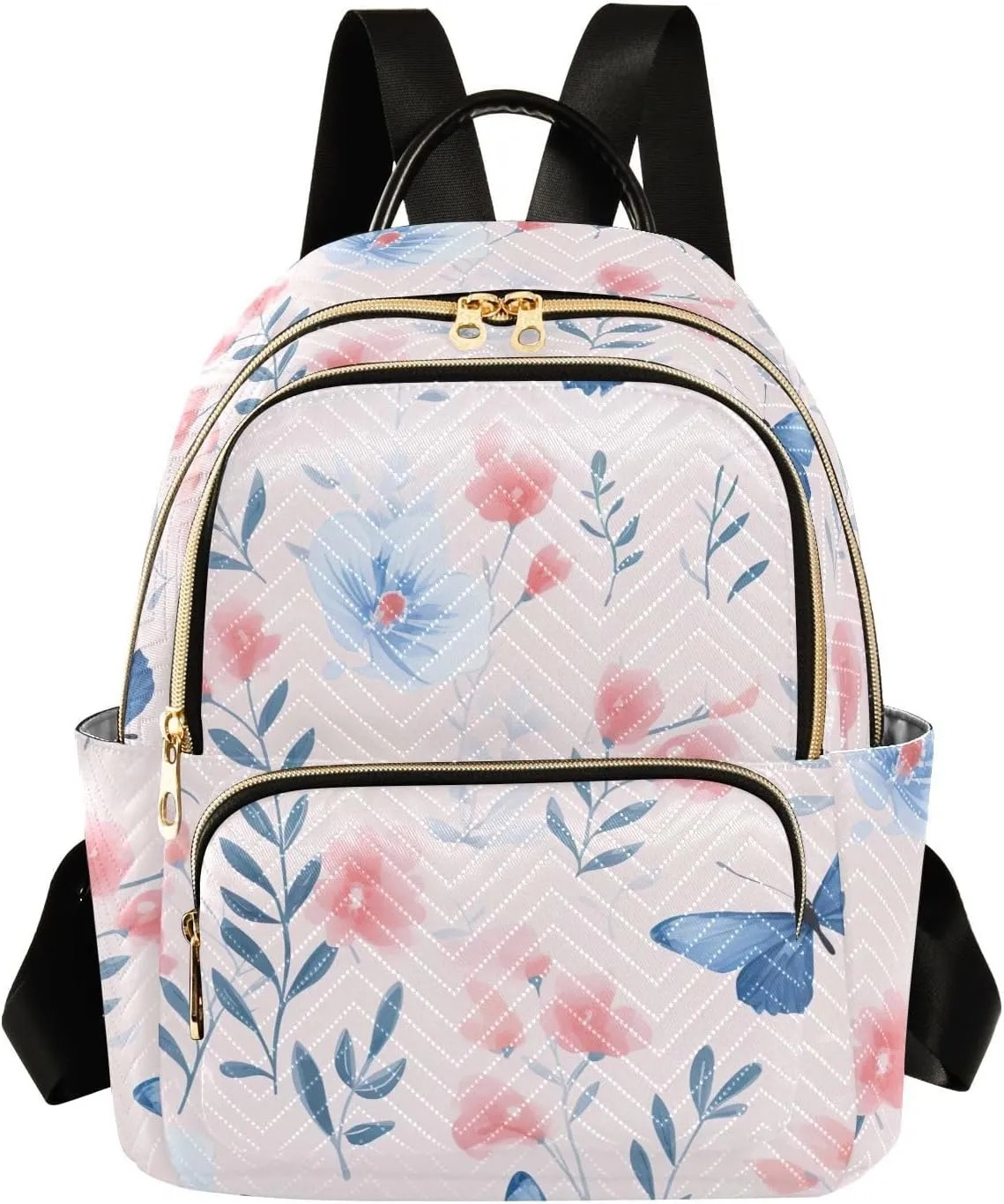 Butterflies Flowers Small Backpack Purse for Women Travel Diaper Bag Daypack Backpacks for Shopping Vacation