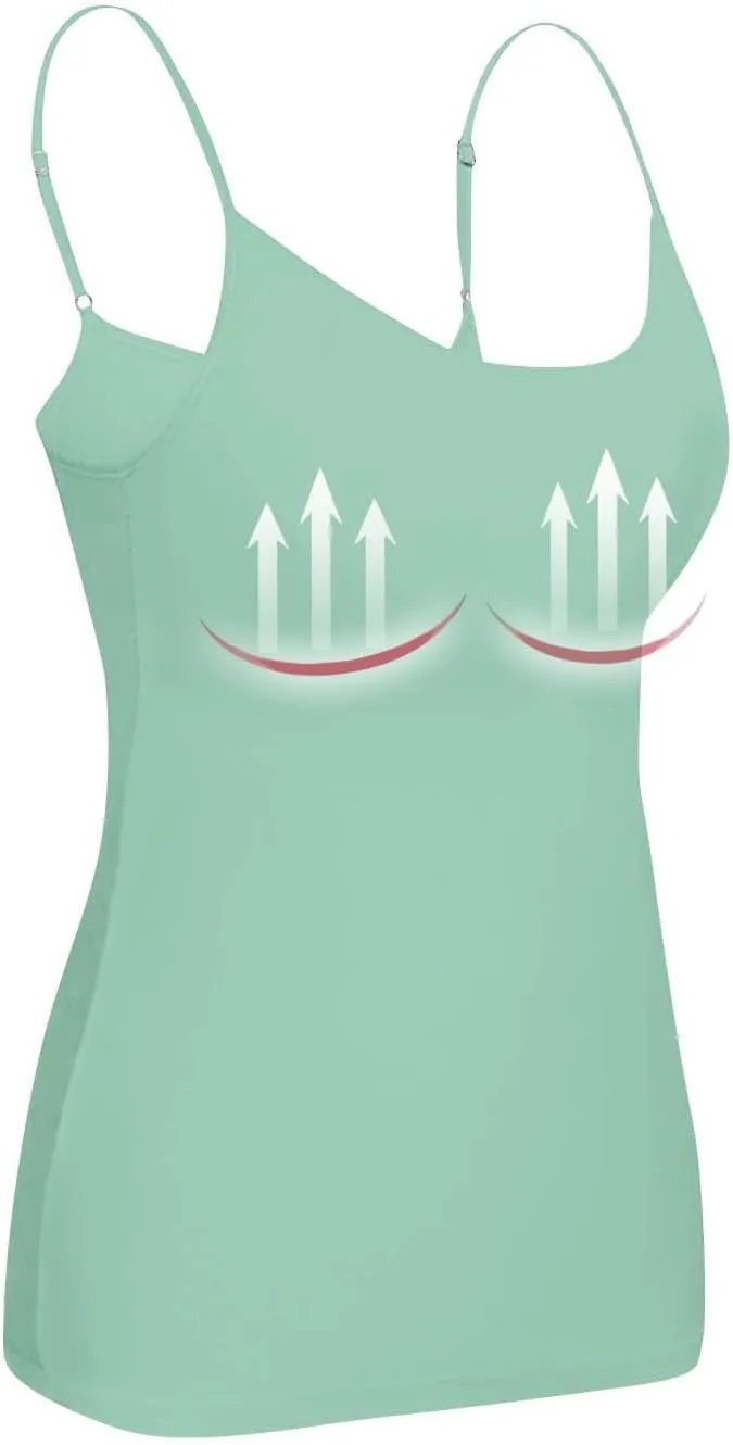 Camisole Tops for Women Built in Bra Adjustable Spaghetti Strap Workout Yoga Shirts Basic Tank Tops Layer Padded Bra