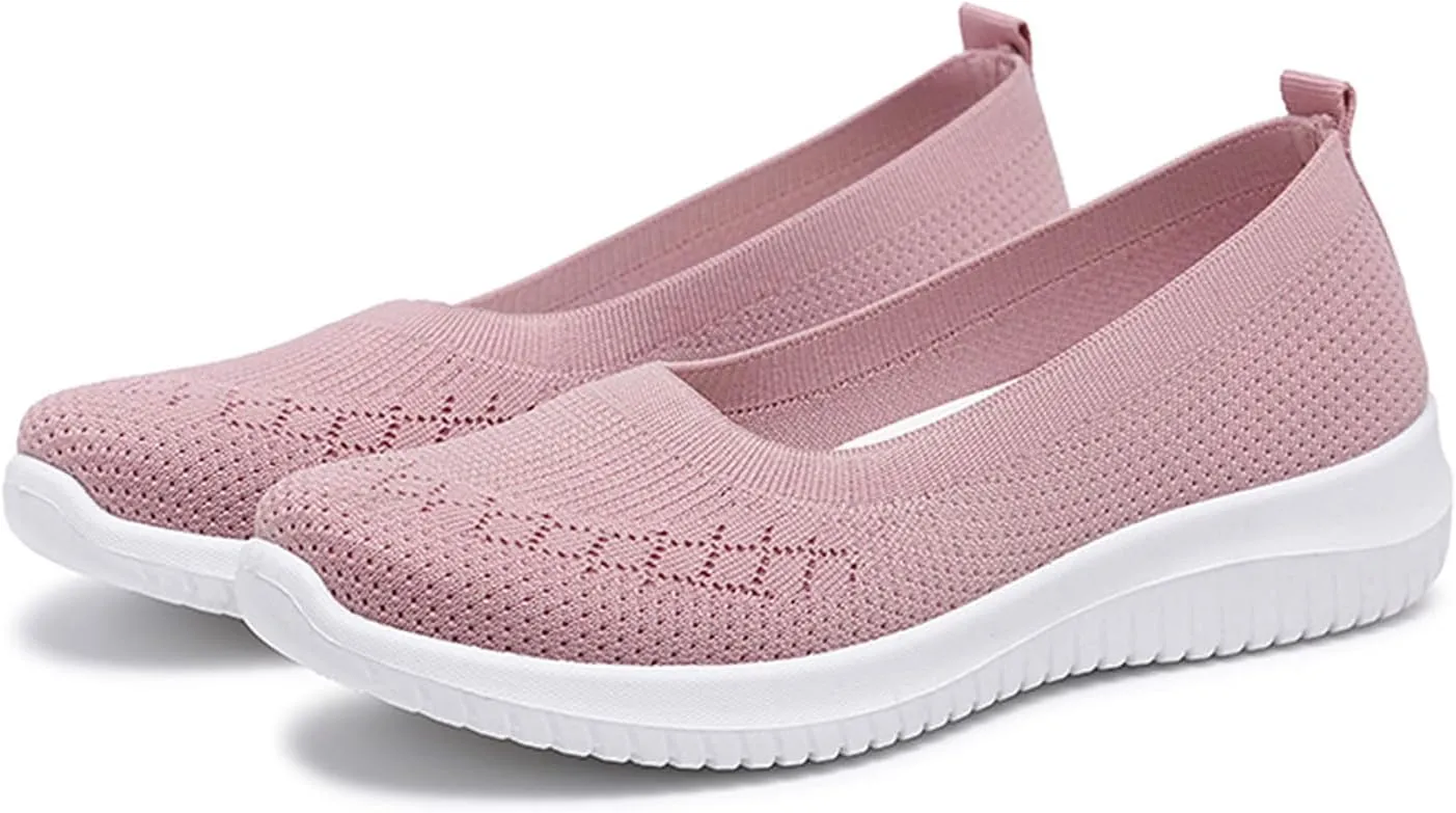 Canbebig Slip On Shoes Women Breathable Walking Shoes Comfortable Lightweight Sneakers Mesh Knitted Soft Walking Shoe with Arch Support