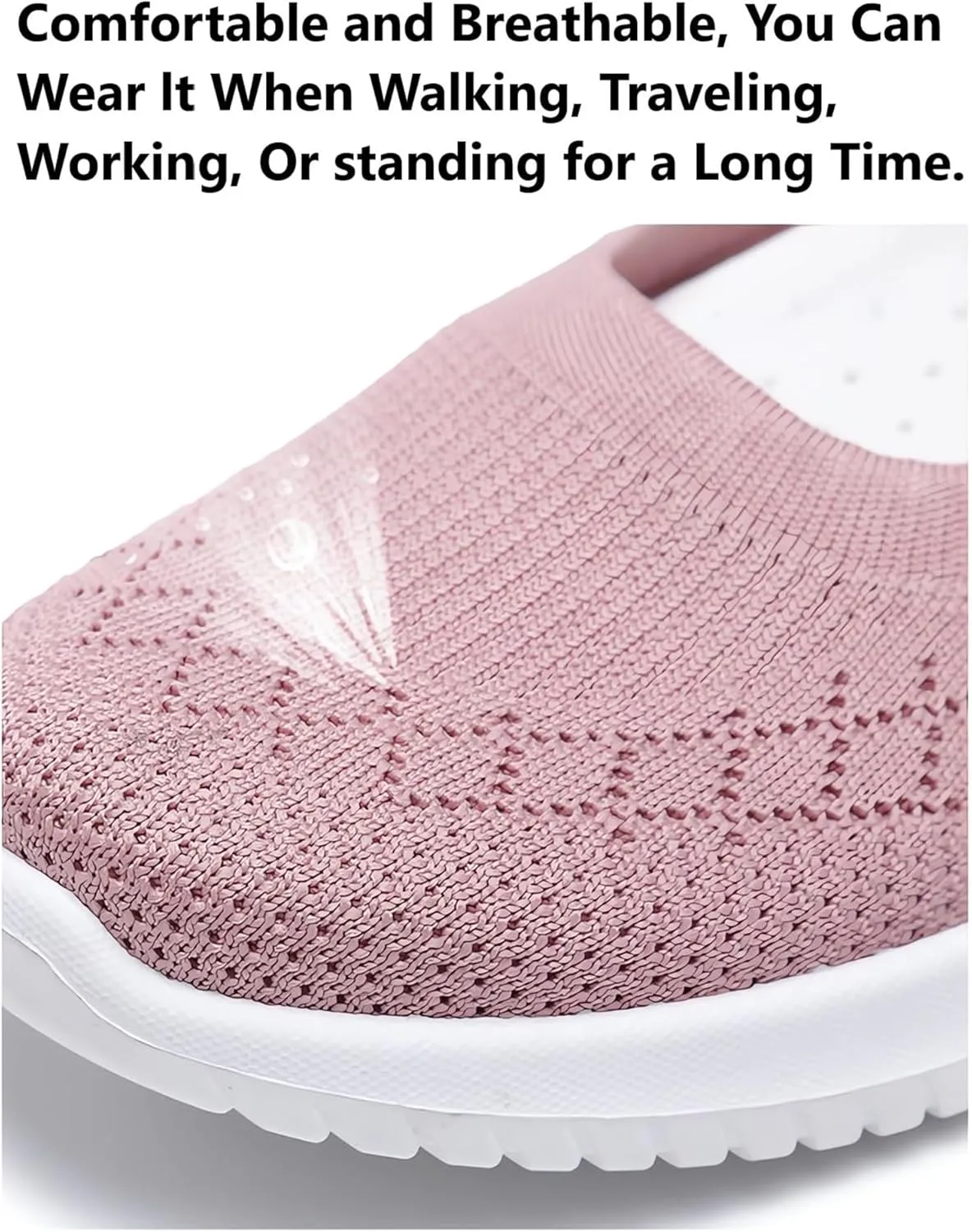 Canbebig Slip On Shoes Women Breathable Walking Shoes Comfortable Lightweight Sneakers Mesh Knitted Soft Walking Shoe with Arch Support