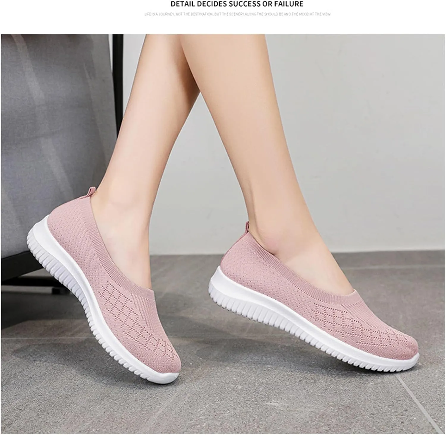Canbebig Slip On Shoes Women Breathable Walking Shoes Comfortable Lightweight Sneakers Mesh Knitted Soft Walking Shoe with Arch Support