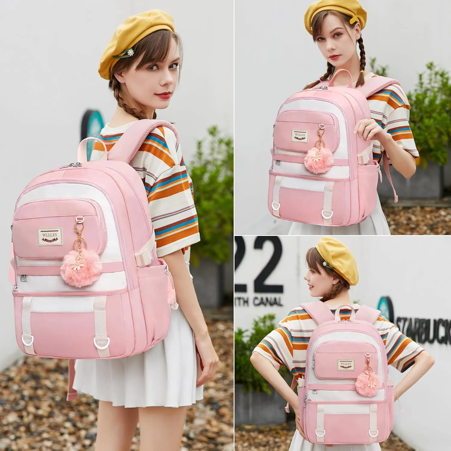Caoroky knight Laptop Backpack Purse 15.6 inch School Bag College Back Pack Anti Theft Travel Backpacks Large Bookbag for Teens Girls Women Students Casual Daypack - Pink