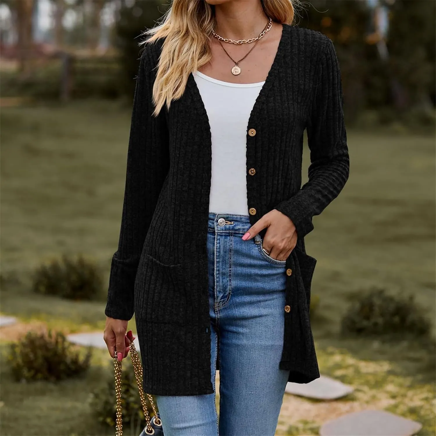 Cardigan Sweaters for Women Fall Outfit Open Front Lightweight Crochet Womens Cardigan with Pockets