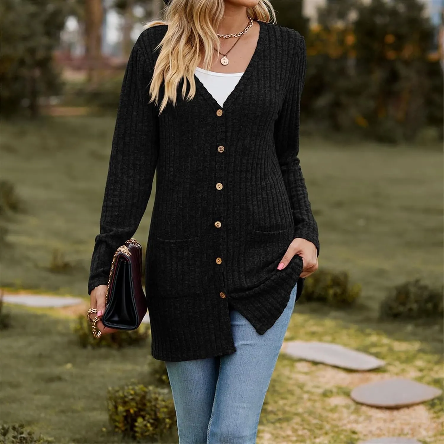 Cardigan Sweaters for Women Fall Outfit Open Front Lightweight Crochet Womens Cardigan with Pockets
