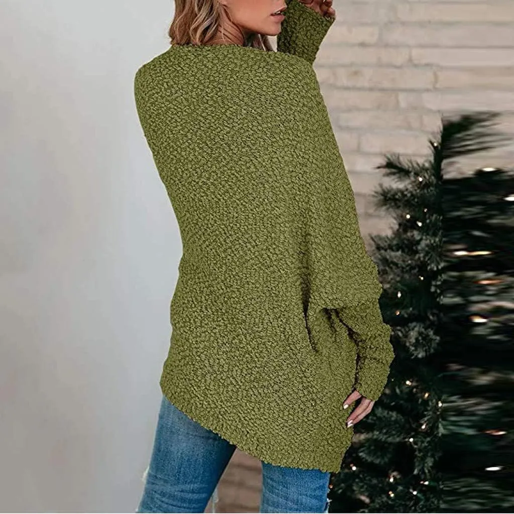 Cardigan Women's Long Oversized Open Front Sweater Popcorn Pockets Sleeve 4X Sweaters for Women Plus Size