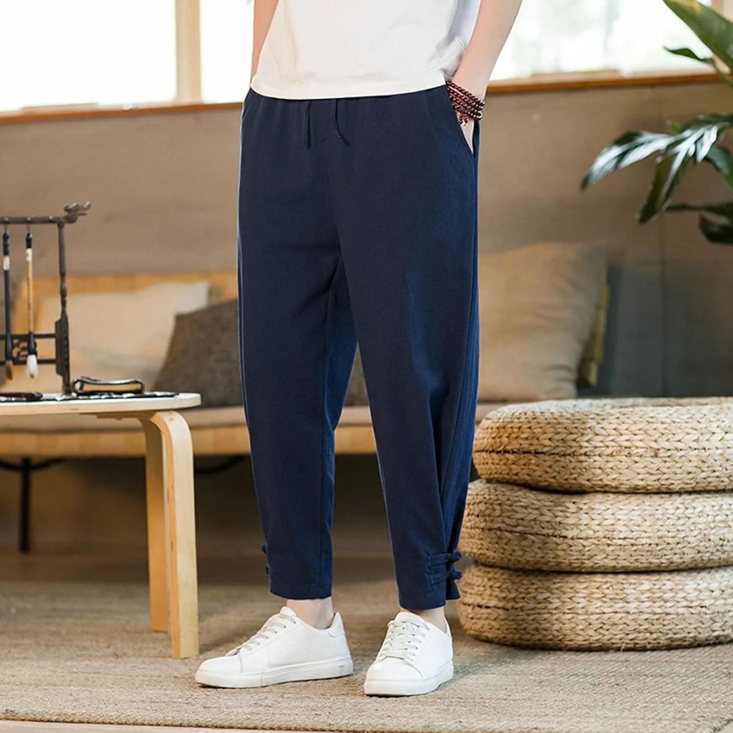Cargo Sweatpants for Men Mens Lounge Pants Pants Sports Mens Premium Slim Fleece Pants Zipper Pockets Athletic Jogger