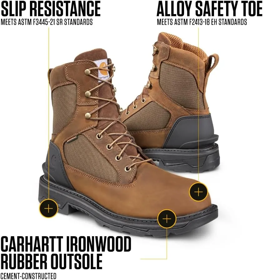 Carhartt Men's Ironwood Waterproof 8" Alloy Toe Work Boot