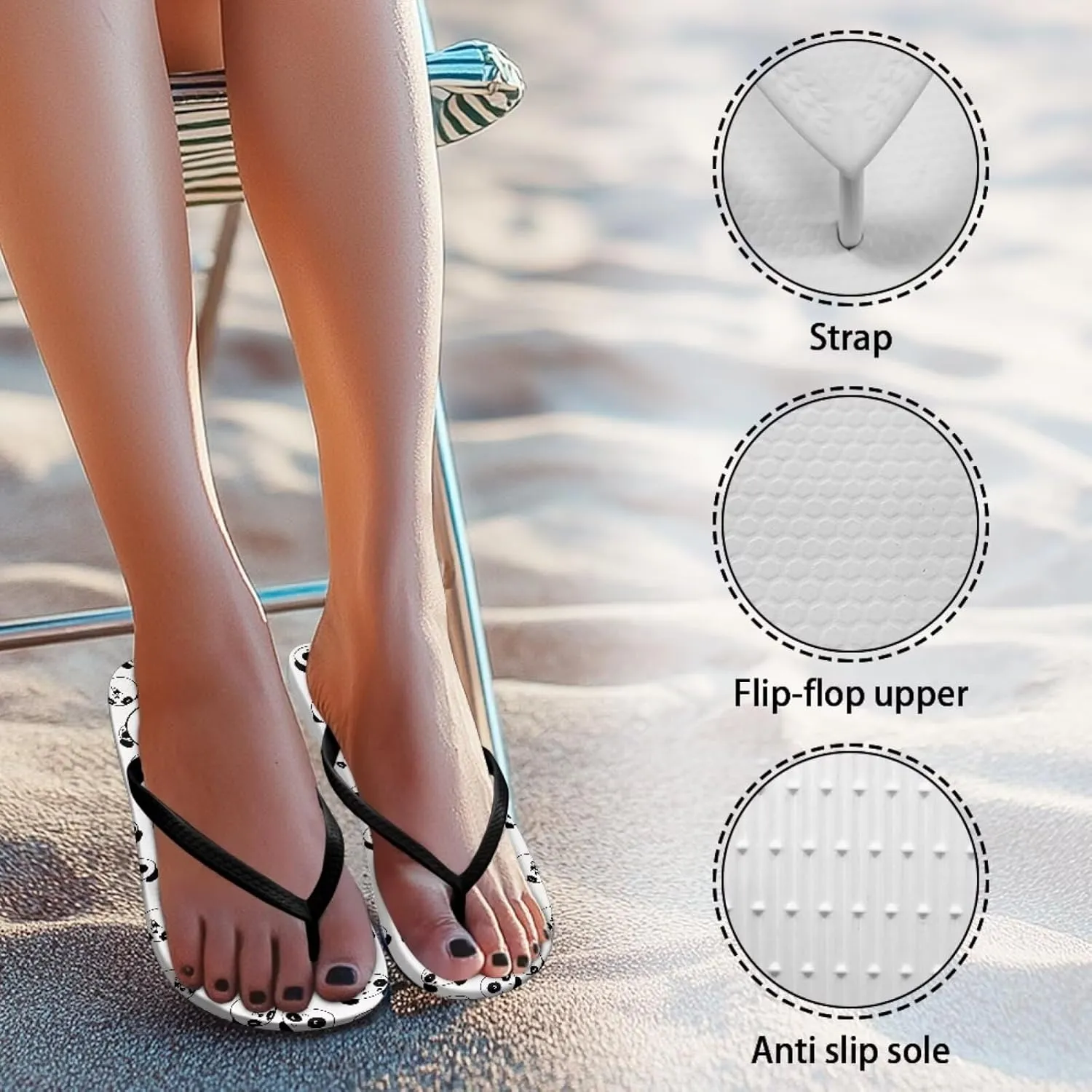 Cartoon Animal Print Walking Thong Flip Flops Beach Sandals Bathroom Shower Slippers for Women