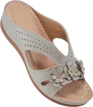 Cathalem Orthopedic Sandals for Women Slip On Dressy Summer Comfortable Slides Sandals Lightweight Memory Foam Platform Shoes