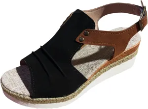 Cathalem Summer Sandals for Women 2024 Casual Strappy High Wedges Slip on Sandals Beach Sandals Dress Shoes