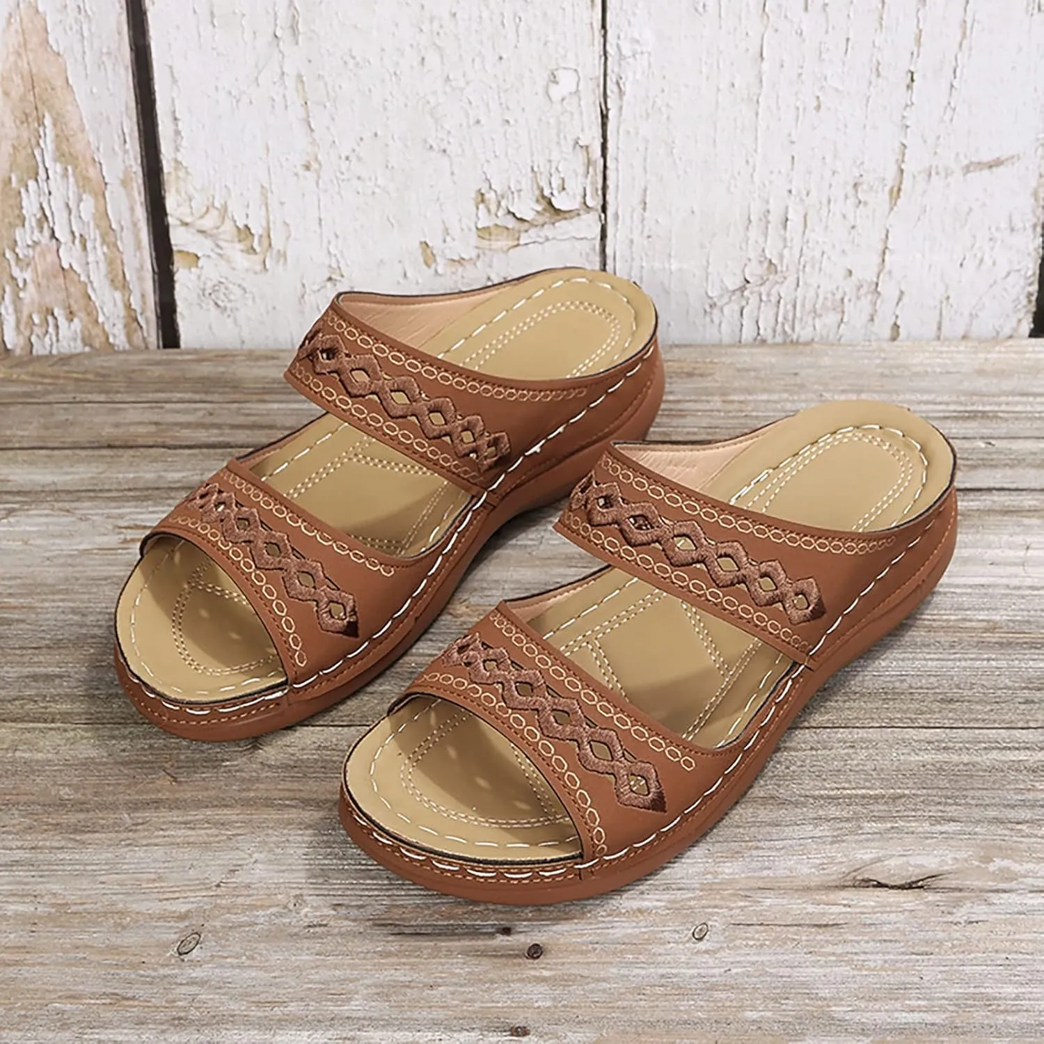 Cathalem Summer Sandals for Women 2024 Open Toe Ankle Strap Platform Sandals Casual Strappy Low Wedges Sandals Beach Sandals