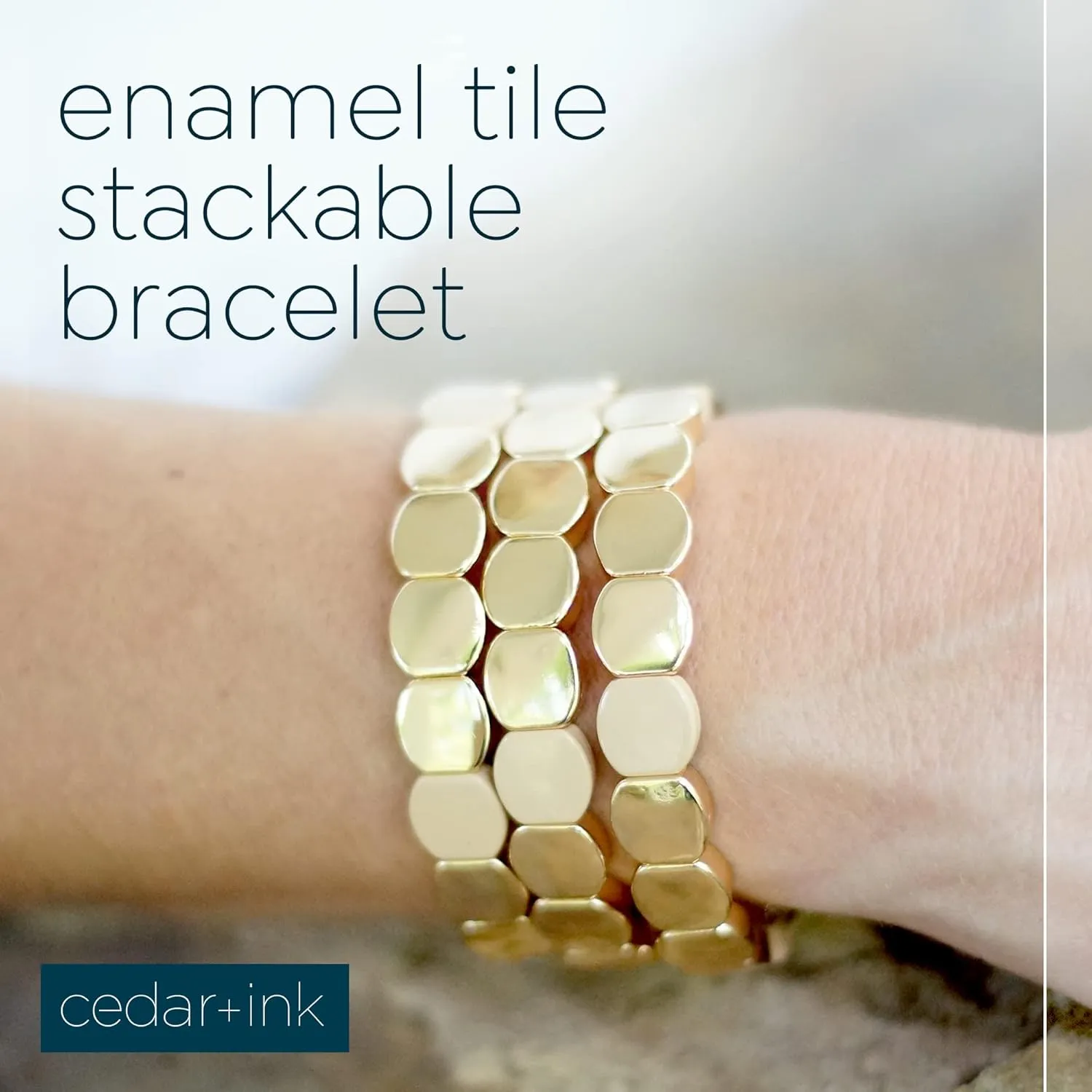 Cedar and Ink Gold Stackable Bracelets, Tile Bracelets for Women, Stackable Enamel Bracelets, Enamel Bangle Bracelet, Gold Bracelets for Women