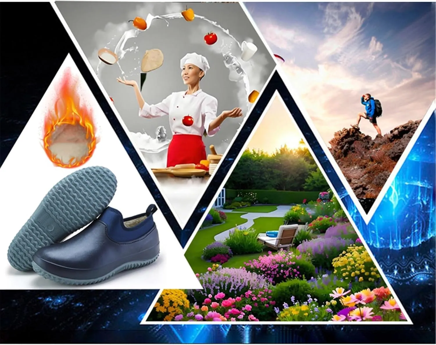 Chef Shoes for Men, Plus Size Winter Warm Cotton Lined Professional Oil Water Kitchen Chef Work Shoes, Non Slip Restaurant Hospital Garden Work Sneakers, for Chef, Nurse, Garden Service