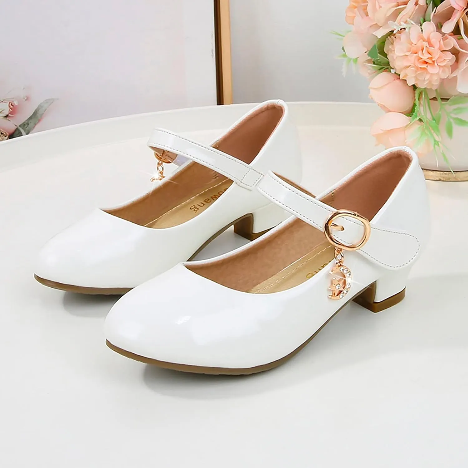 Childrens Girls Dress High Heels Shoes Casual Breathable Baby Kids Mary Jane Sandals Ankle Comfy Dance Non Slip Shoes