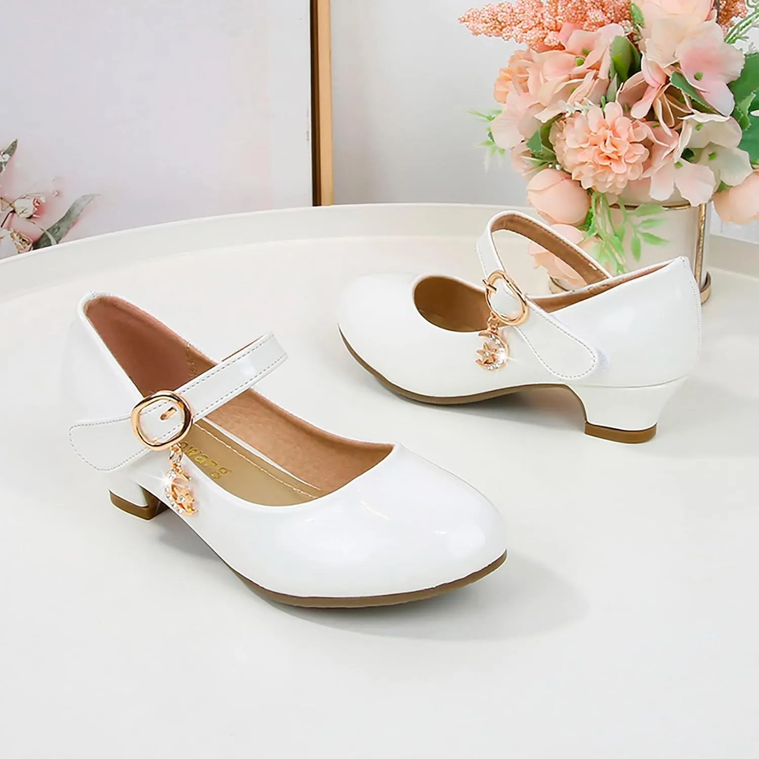 Childrens Girls Dress High Heels Shoes Casual Breathable Baby Kids Mary Jane Sandals Ankle Comfy Dance Non Slip Shoes