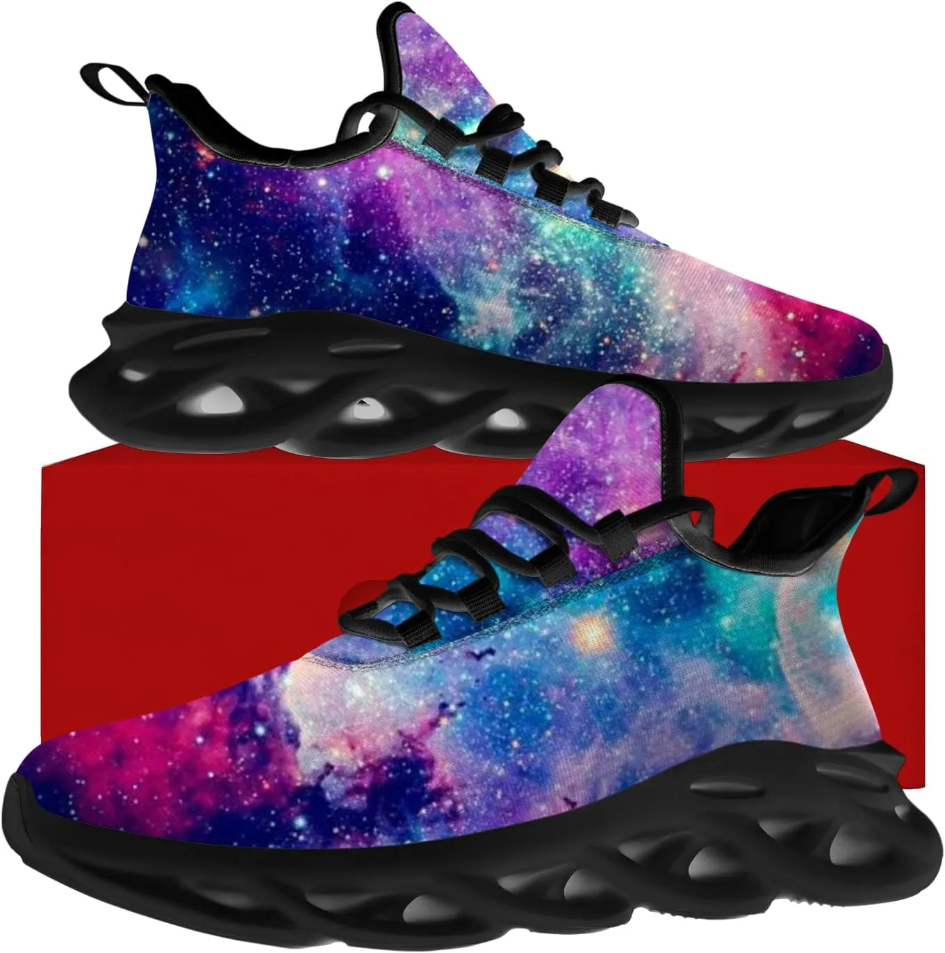 Ciadoon Galaxy Shoes for Men Women Road Running Shoes Non-Slip Walking Tennis Sneakers Cross Trainer Shoes Gifts
