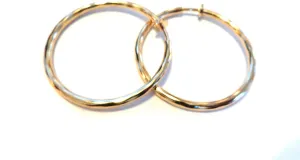 Clip-on Hoop Earrings Gold Tone Wave Hoop Non Pierced Hypo-Allergenic 1.75 inch Hoops