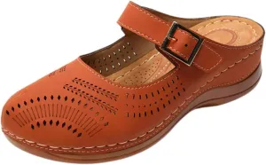 Clogs for Women Mules Shoes: Dressy Summer Closed Toe Arch Support Sandals Backless Low Wedge Slip on Shoes Casual Wedge with Adjustable Hook Loop 2025