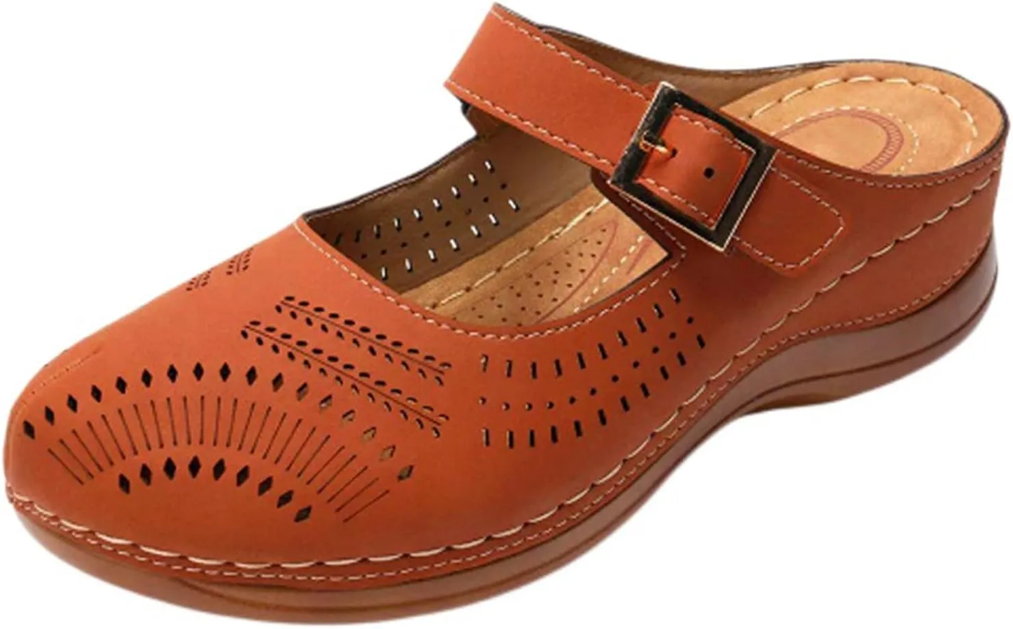 Clogs for Women Mules Shoes: Dressy Summer Closed Toe Arch Support Sandals Backless Low Wedge Slip on Shoes Casual Wedge with Adjustable Hook Loop 2025