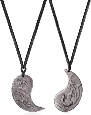 COAI Yin Yang Necklaces Matching Necklaces for Couples, Dragon and Phoenix Pendants