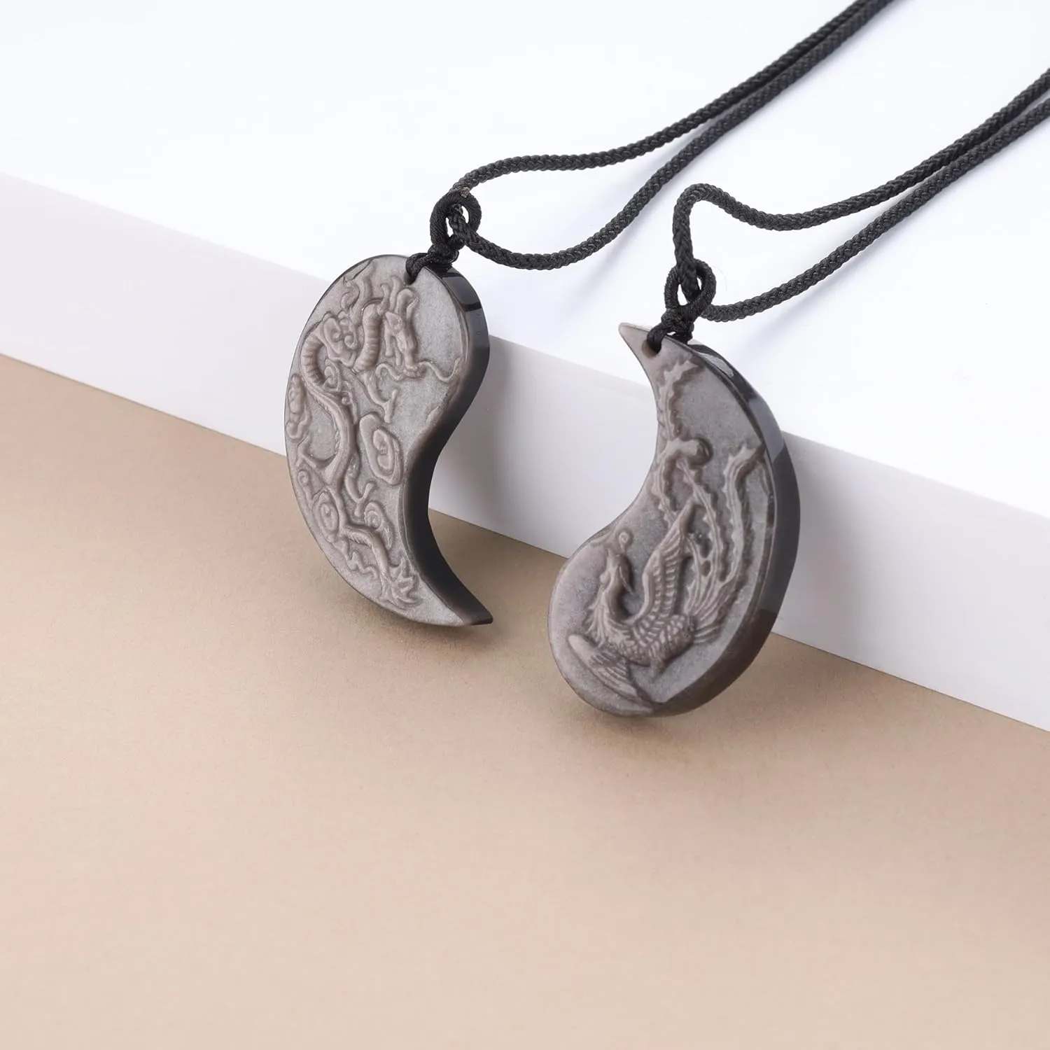 COAI Yin Yang Necklaces Matching Necklaces for Couples, Dragon and Phoenix Pendants