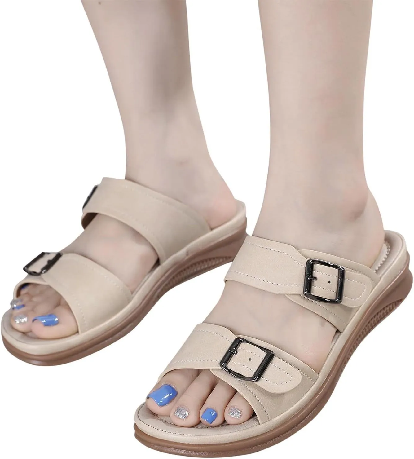 Comfortable Sandals for Women Platform Walking Sandal Dressy Casual Open Toe Walking Shoes Wedge Cushioning Slippers Orthopedic Arch Support Sandal Soft Indoor Outdoor Shoes