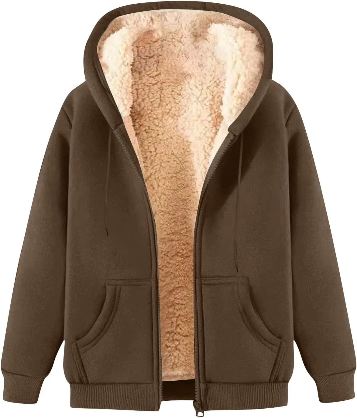 COTECRAM Hoodies for Women Winter Fleece Sweatshirt Full Zip Up Thick Sherpa Lined Hooded Jacket Coats Warm Outerwear