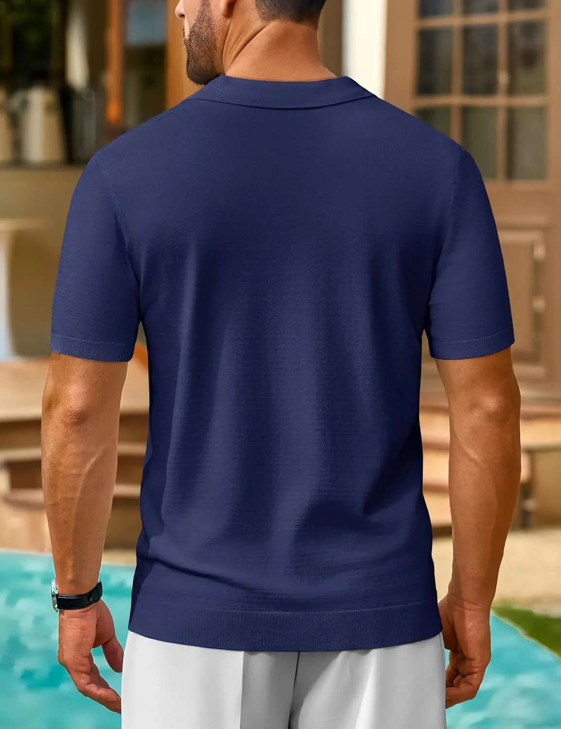 Cotrasen Men's Knit Polo Shirts Short Sleeve Collared T Shirts Slim Fit Casual Golf Polo Shirts