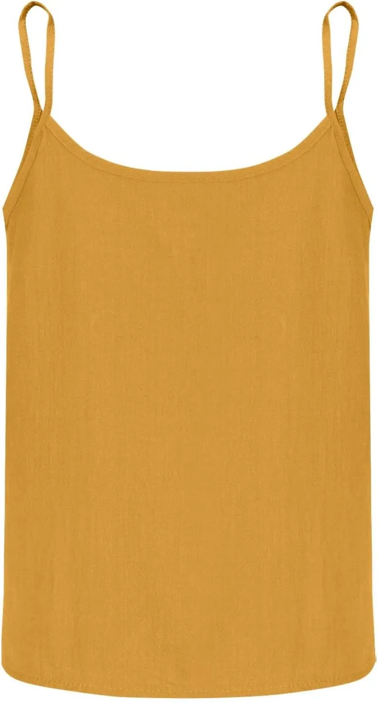 Cotton Linen Camisole Tops for Women Spaghetti Strap Loose Tank Top Cami Summer Casual Button Down Sleeveless Shirts