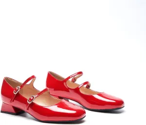 C.Paravano Women Mary Jane Low Block Heels - Square Toe Double Strap Dress Shoes Work Pumps Comfortable for Daily Wear, Office, Party, Wedding, Dating, Spring/Summer Events, Formal/Casual Occasions