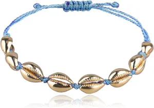 CQUAN CHI Women Gold Shell Bracelets Beach Bracelets Strand Beaded Bracelets Handmade Fashion Jewelry