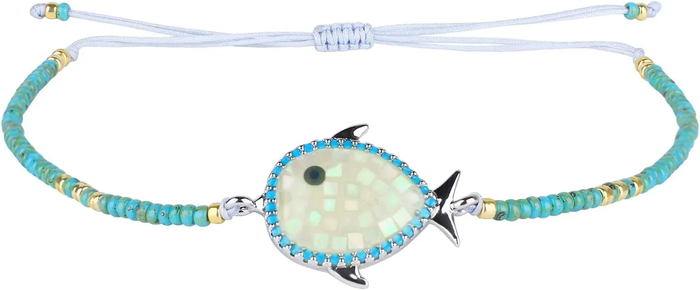 CQUAN CHI Women Pearl Shell Fish Charm Bracelets Miyuki Beaded Bracelets Adjustable Friendship Bracelets