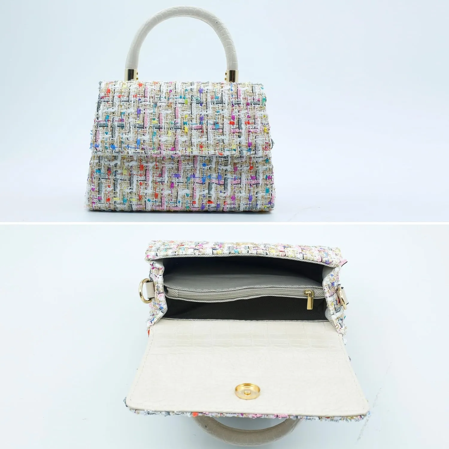 Crossbody Shoulder Bag for Women, Fashion Tweed Top-Handle Small Purses Handbags Evening Bag Satchel Shoulder Bags
