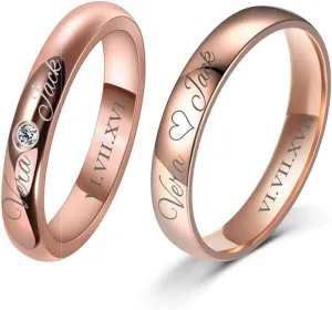 Custom Engraved Couple Rings for Men and Women Matching Promise Rings for Him and Her Engagement Rings Mens Wedding Band Tungsten Personalized Wedding Jewelry for Wife Husband,with Box