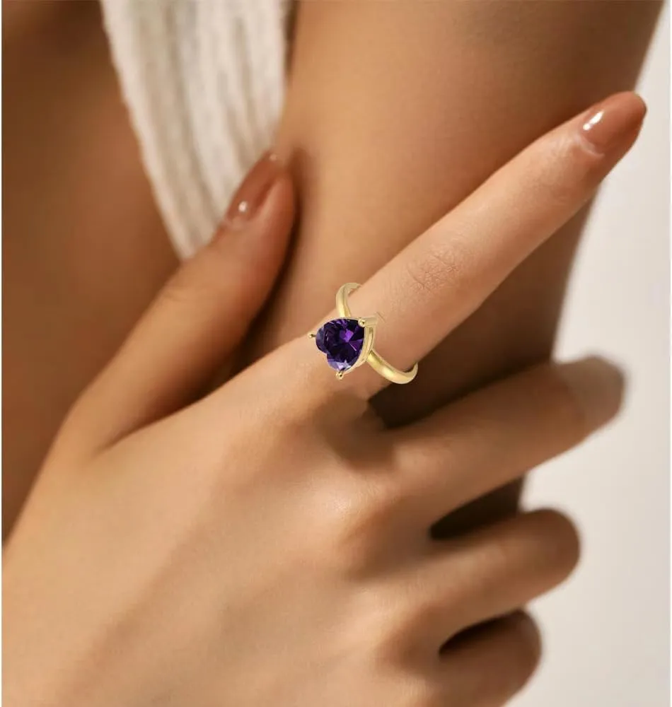 Custom Engraved Rings for Couples Promise Rings Set Gold Wedding Rings Set for Him and Her Matching Engagement Rings for Couples Heart Birthstone Rings for Women Mens Wedding Band Tungsten Blue