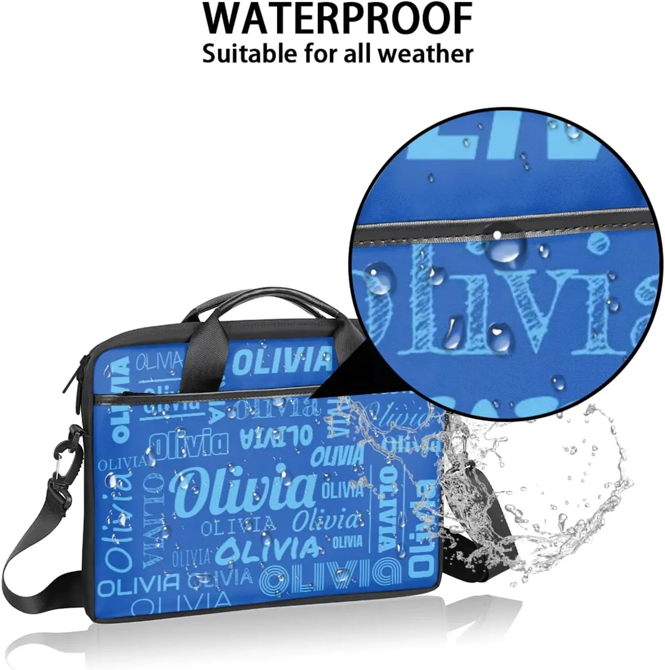 Custom Laptop Shoulder Bags with Name Personalized Laptop Bags with Multi-Pockets