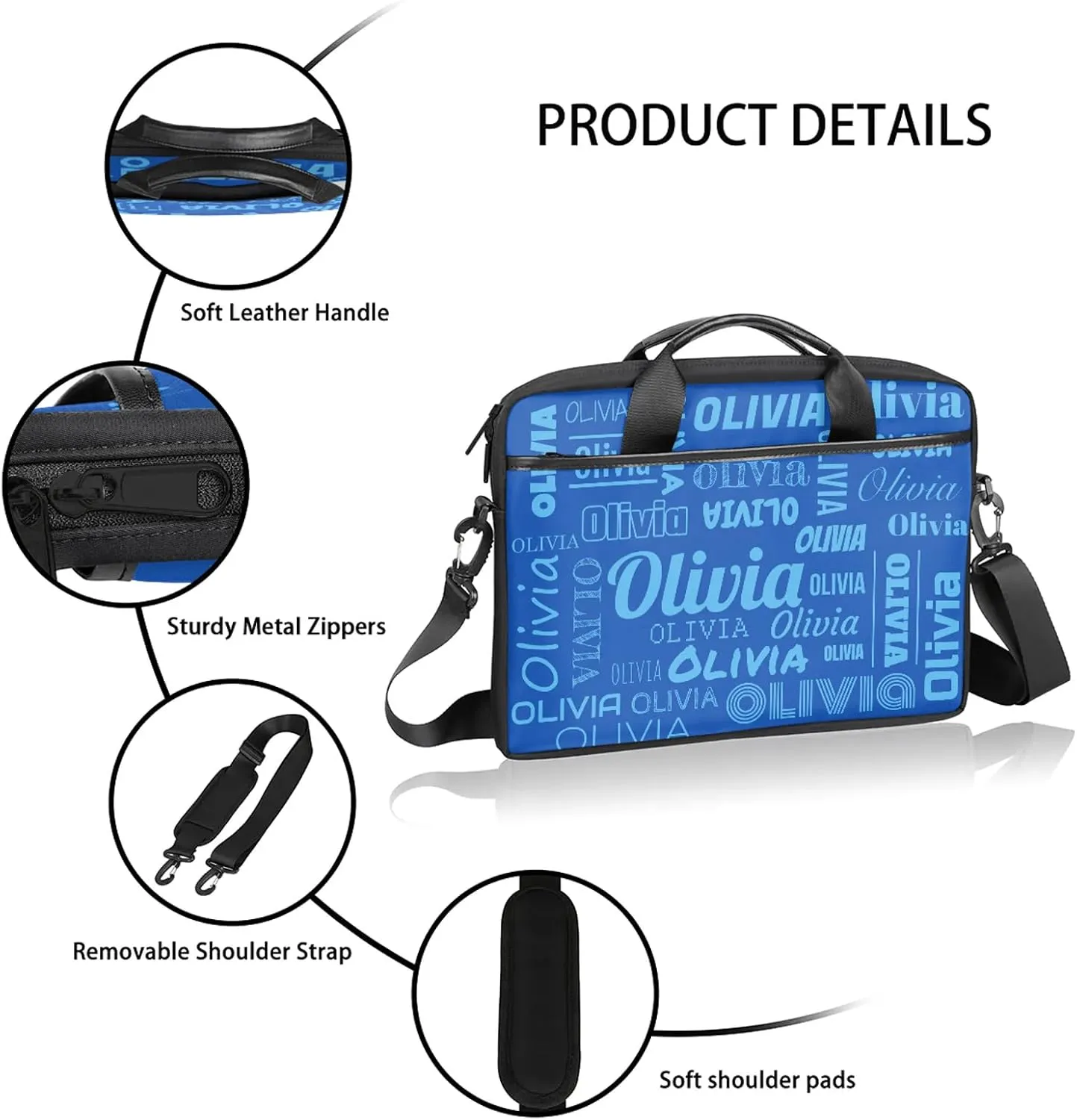 Custom Laptop Shoulder Bags with Name Personalized Laptop Bags with Multi-Pockets