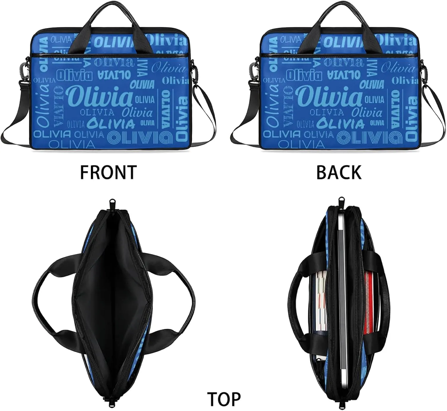 Custom Laptop Shoulder Bags with Name Personalized Laptop Bags with Multi-Pockets