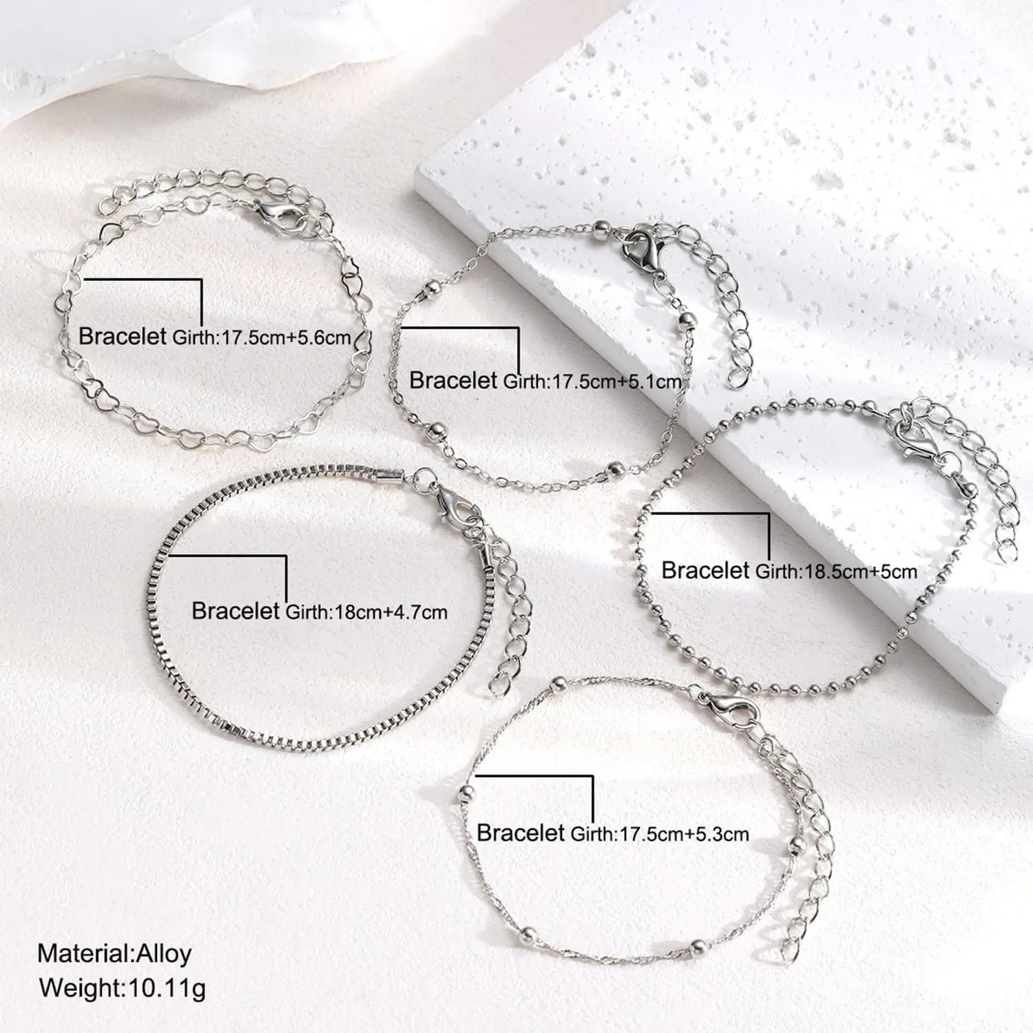 Dainty Gold Stackable Bracelets Set for Women Heart Bracelets Paperclip Link Bracelets Adjustable Layered Chain Bracelets 14K Gold Jewelry for Women