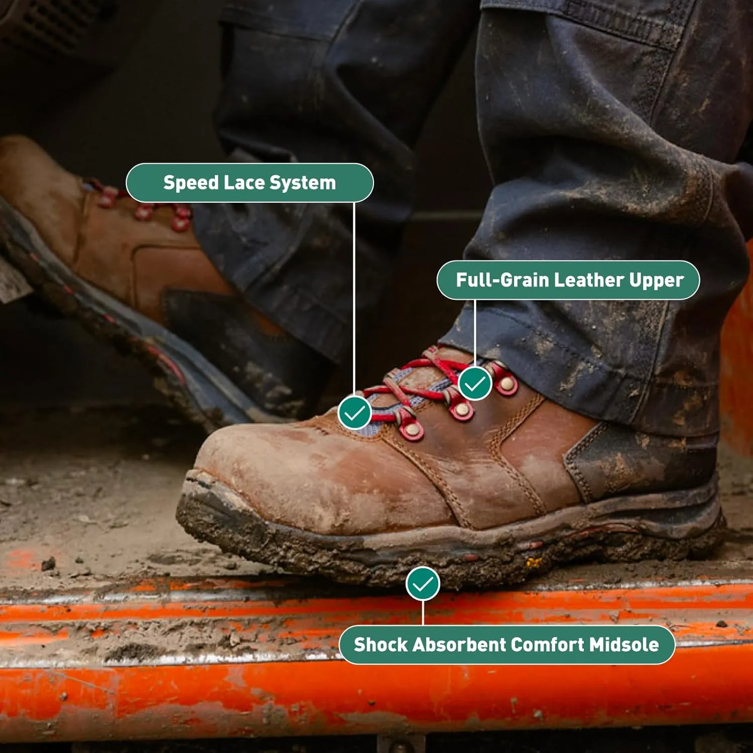 Danner Vicious 4.5 Waterproof Work Boots for Men - Full-Grain Leather with Breathable Gore-Tex Lining, Speed Lace System, and Non Slip Heeled Outsole