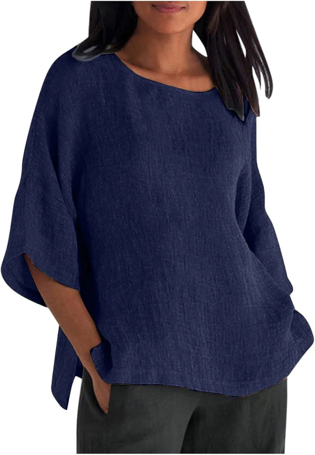 DASAYO Womens Summer Tops 2023 Trendy Cotton Linen Shirts for Women Loose Fit Vintage Going Out Blouses Fashion 2023 Outfits