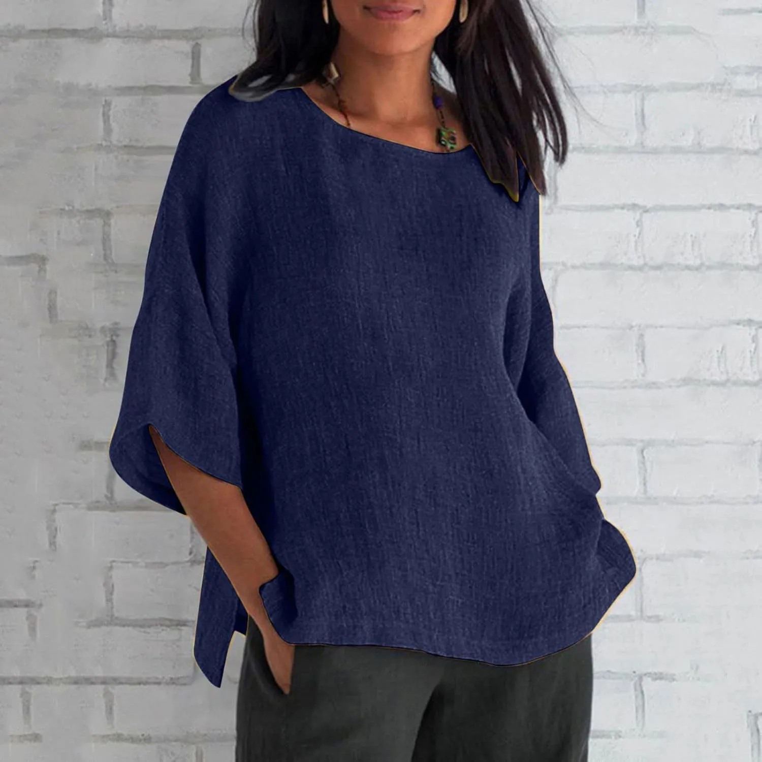 DASAYO Womens Summer Tops 2023 Trendy Cotton Linen Shirts for Women Loose Fit Vintage Going Out Blouses Fashion 2023 Outfits